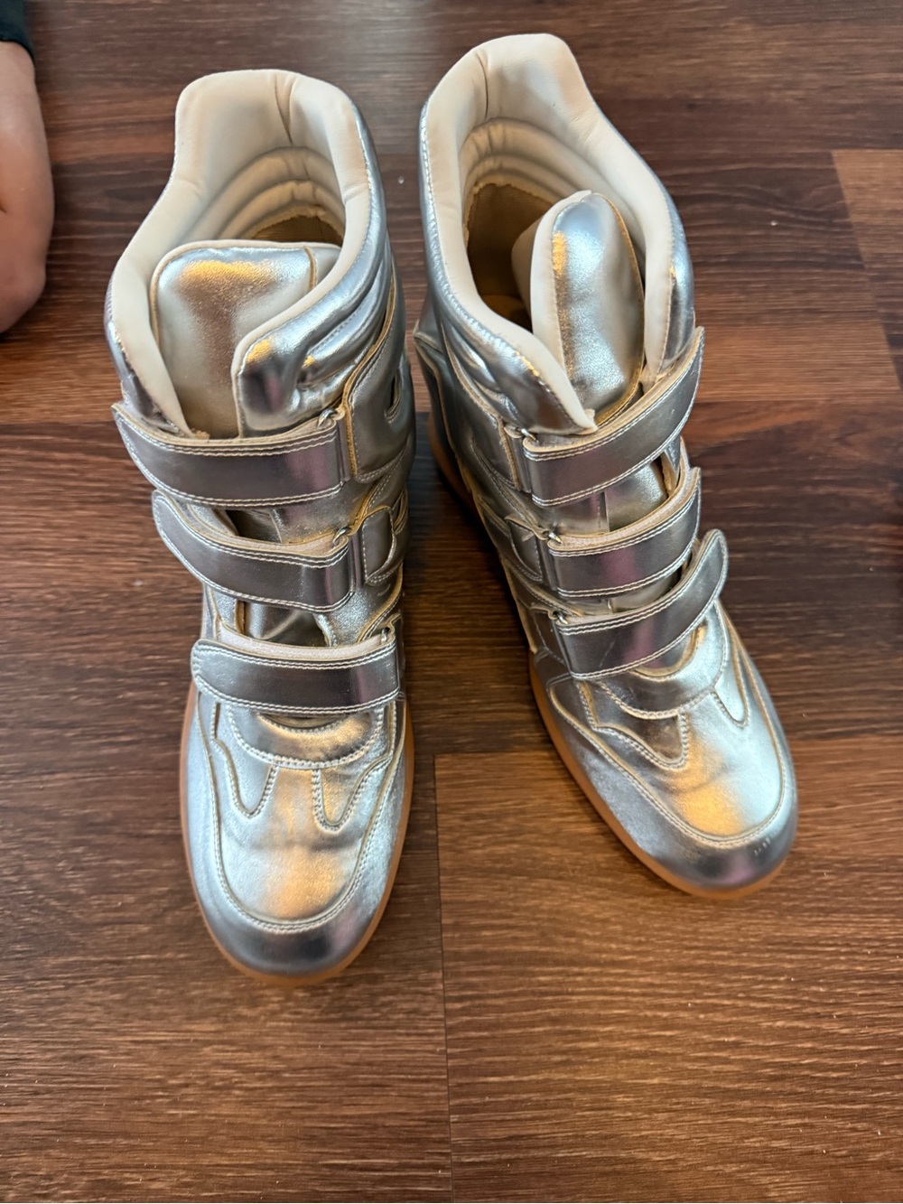 Amazon Women's Metallic Silver Wedge Sneaker Boots